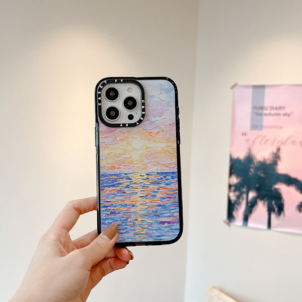 CASETiFY Kompakt iPhone 16 Pro Max Skal [1,2 m. 2X Militärklassat Fallskydd/Slim/Lättvikt] - Frosted Sunset - Klar Svart