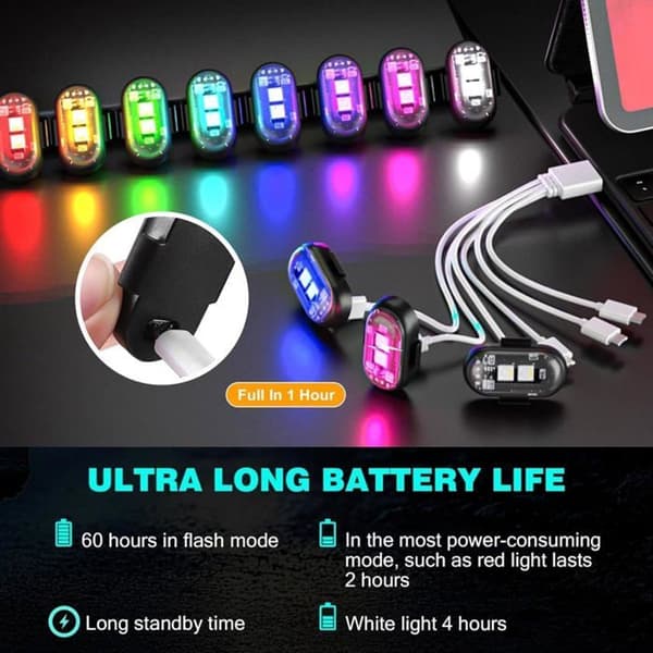 2 stk. orange LED-strobebremselys 12V-24V 3000K sikkerhedsadvarselslysstrimmel
