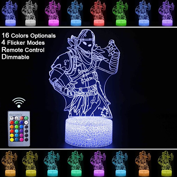 Fornite Battleroyale Natlamper 3D Stemningseffekt LED Ni