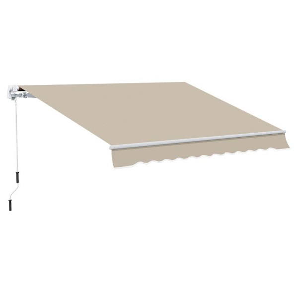 Rootz Markise - Solafskærmning - Indtrækkelig - Med håndsving - Metalramme - Polyester - Blå + Beige - 3,95 x 2,45 x 3,50 m