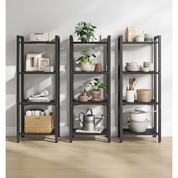 Rootz 4-tiers bogreol - Åben reol - Bogreol i træ - Opbevaringsorganisering - 120 cm x 30 cm x 90 cm
