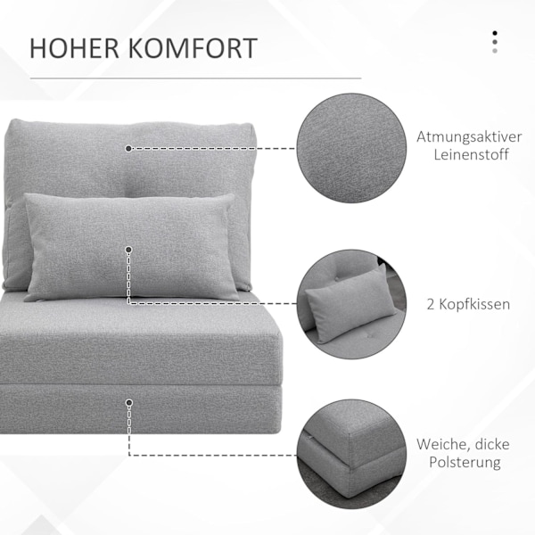 Rootzin lattiatuoli taittopatja - Sleep Mat - Vaihtoehtoinen istuin - 2 -in -1 -suunnittelu - Irrotettava tyyny - 60 cm x 80 cm x 56cm ja 180cm x 60cm