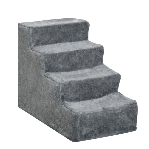 Rootz Pet Stairs - Hundramp - Katttrappa - Hundtrappa - Djurtrappa - Avtagbart överdrag - Grå - 60 x 35 x 44 cm