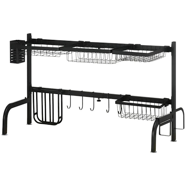 Rootz Dish Drainer - Justerbar längd - Många element - Flexibelt arrangemang - Svart - 93 x 30 x 52cm
