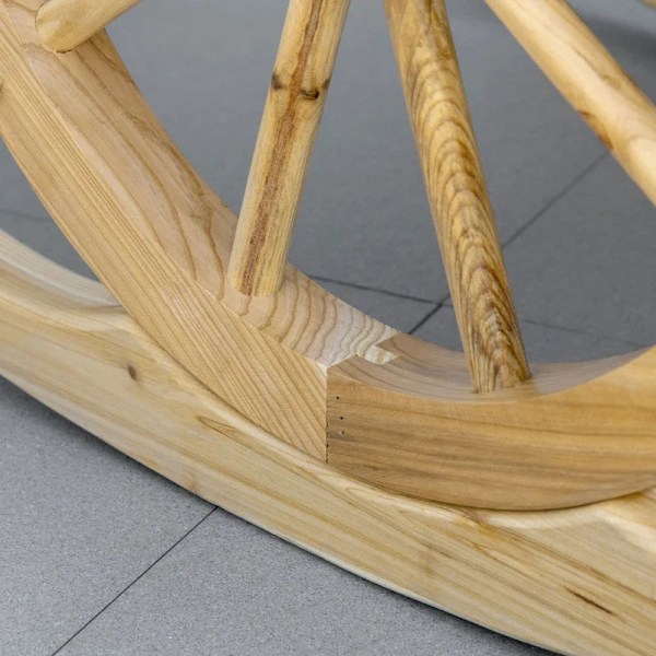 Rootz Rustic keinutuoli - Puutarhatuoli - Wagon Wheel Design - Säänkestävä - Kuusi - Luonnollinen - 68 x 88 x 92 cm