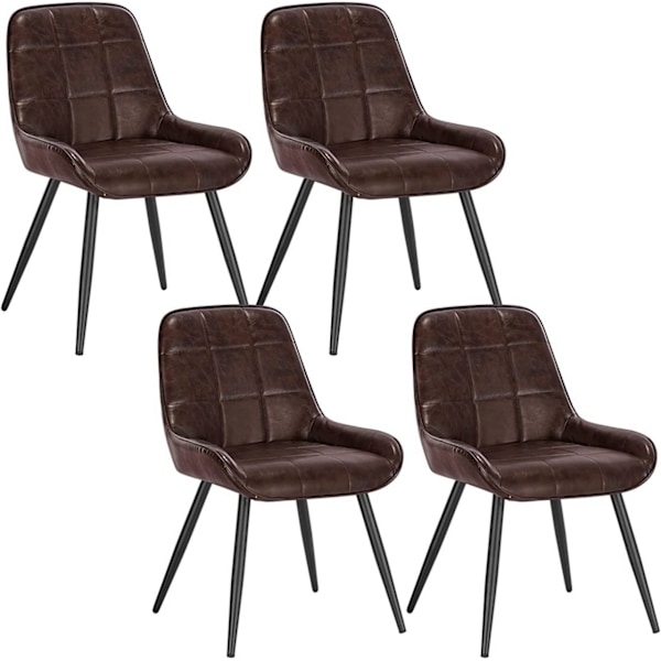 Rootz Set med 4 matstolar - Stoppade accentstolar - Stolar i konstläder - Ergonomisk design - Robust och hållbar - Golvskydd - 38cm x 43cm x 81,5cm
