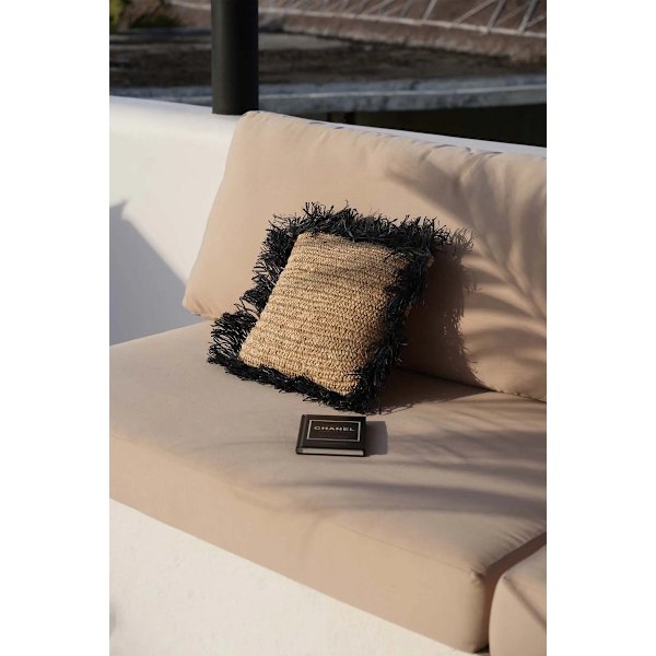 Rootz Raffia Cushion Cover - Handwoven Pillow Case - Natural Black - Boho Style - 40 cm x 40 cm x 10 cm