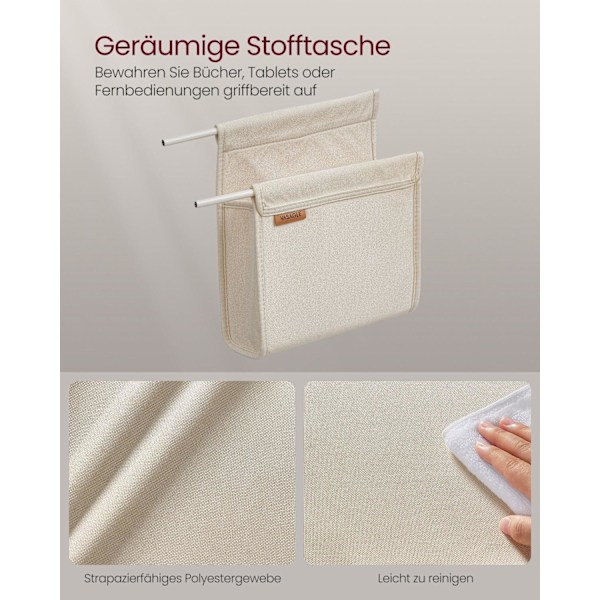 Rootz Cremehvid Sidebord - Endebord - Natbord - Spånplade Stål Polyester - 30cm x 40cm x 62cm