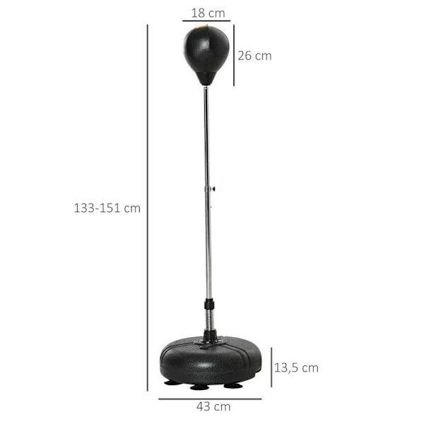Rootz Punching Ball Set - Stålåda - Fitness Boxningssäck Träningsset - Höjdjusterbar med 1 par handskar - Lämplig för proffs och nybörjare - Svart - 4