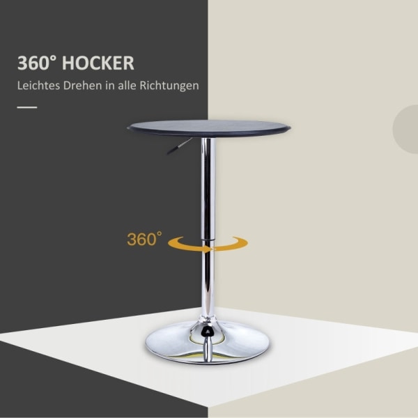 Rootz Højdejusterbart barbord - Pubbord - Bistrobord - Hydraulisk løft - Kunstlæderbetræk - 360-graders rotation - Ø63 x 67-93H cm