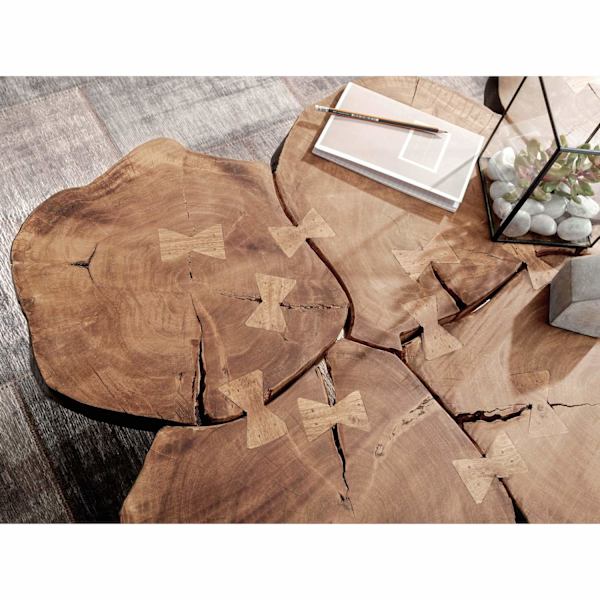 Rootz Soffbord - Soffbord - Massivt trä - Acacia - Trädstam - Brun - Metall - 115 x 70 x 40 cm