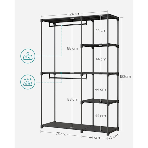 Rootz sort 2-delt sæt campingstol - udendørs stol - bærbare stole - ikke-vævet stof - letvægts - holdbar - nem at samle - 43 cm x 124 cm x 182 cm