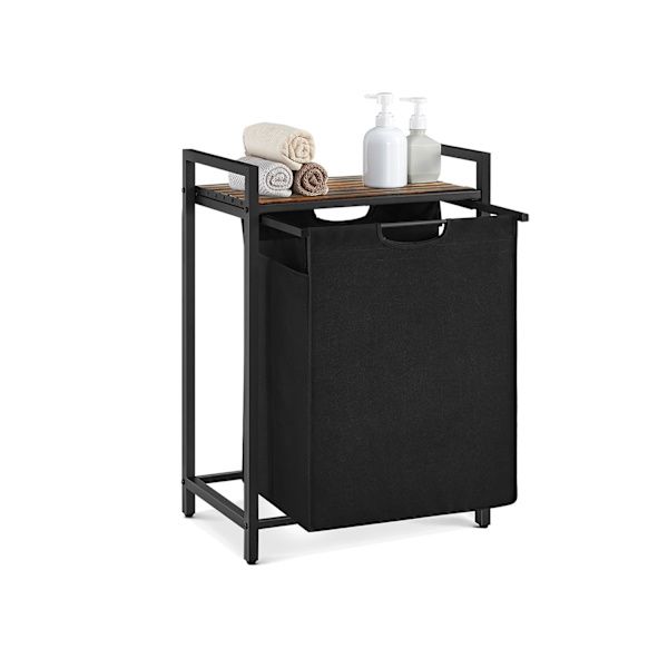 Rootz tvättuppsamlare med hylla - vintagekorg - brun-svart korg - 40 cm x 30 cm x 60 cm