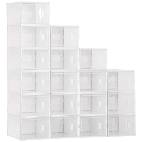 Rootz Modular Shoe Storage Boxes - Skoskabe - Gennemsigtige arrangører - Holdbar plast - 25L x 35W x 19H cm