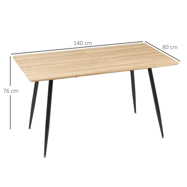 Rootz Scandi Design Matbord - Köksbord - För 4 personer - Trälook - Natur + Svart - 140 cm x 80 cm x 76 cm