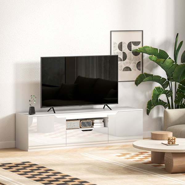 Rootz TV Lowboard - Media Console - Televisiojalusta - Korkea kiiltävä viimeistely - sopii televisioihin jopa 65 " - 160 x 38 x 43 cm