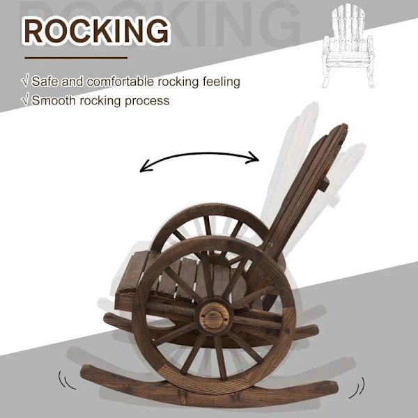 Rootz gyngestol - havestol - rustikt design - grantræ - udendørs - vejrbestandig - 68cm x 88cm x 92cm