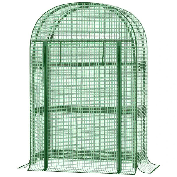 Rootz Greenhouse - Folieväxthus - Balkong med 3 hyllor - Tomathus - Planthus - Kallstomme - Metall - Grön - 80 x 49 x 160 cm