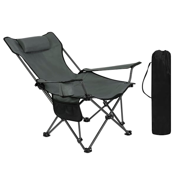 Rootz Camping tuoli - Kokoontaittuva kalastusistuin - Rantatuoli - Lepotuoli - Kannettavat ulkokalusteet - Rentoutumisistuin - Harmaa - 35,7 x 7,7 x 6