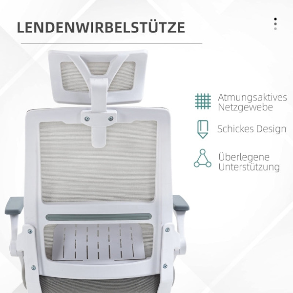 Rootz Vinsetto kontorsstol - Skrivbordsstol - Ergonomisk stol - Ultimat komfort - Justerbar höjd - Svankstöd - 58cm x 61cm x 102-119cm