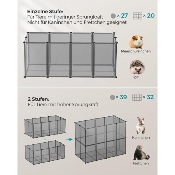 Rootz DIY Grey Storage Cube Organizer - Plasthylla - Modulära hyllor - Enkel montering - Lättvikt - Mångsidig - 125cm x 63cm x 42cm