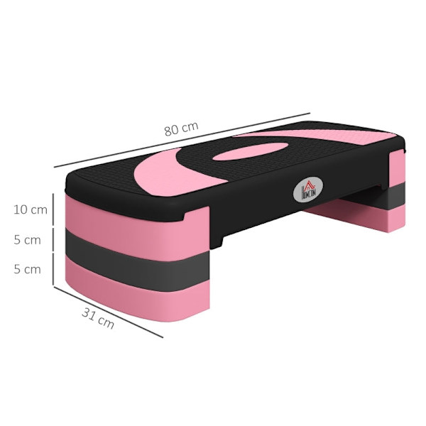 Rootz Aerobic Stepper - Fitness Step Platform - Konditionsträningsplattform - Justerbara höjder - Stötdämpande - 80cm x 31cm x 20cm