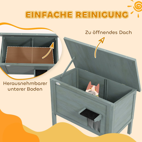 Rootz Outdoor Cat House - Katzenhaus - Säänkestävä Katzenhütte - Viihtyisä eristys - 85cm x 50 cm x 68,5 cm harmaa+musta