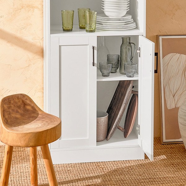 Rootz förvaringsskåp - skafferiskåp - köksfack - MDF-material - 60 cm x 120 cm x 39 cm - 26,8 kg - 2 hyllor - Justerbar hylla