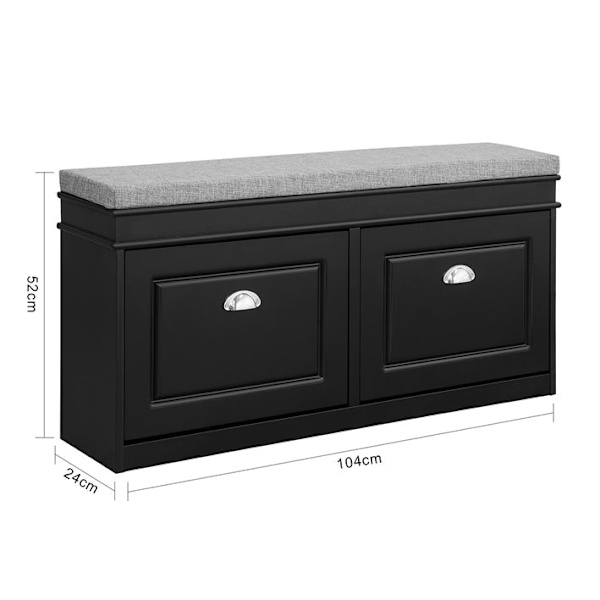 Rootz Skobänk med förvaring - Skoställ - Entrébänk - FSC-certifierad - Utrymmesbesparande design - Bekväma sittplatser - 104 cm x 52 cm x 24 cm - Finn