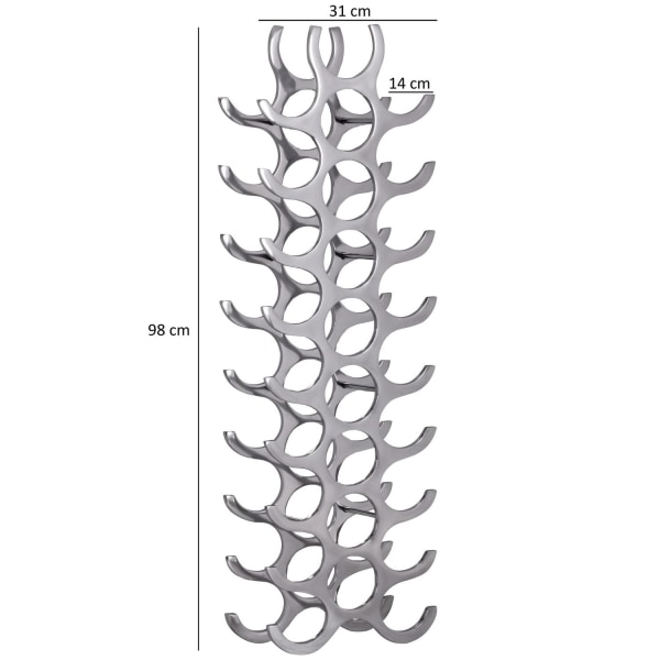 Rootz Design -viiniteline - Pulloteline - Viiniteline 27 pullolle - Alumiini - Hopea