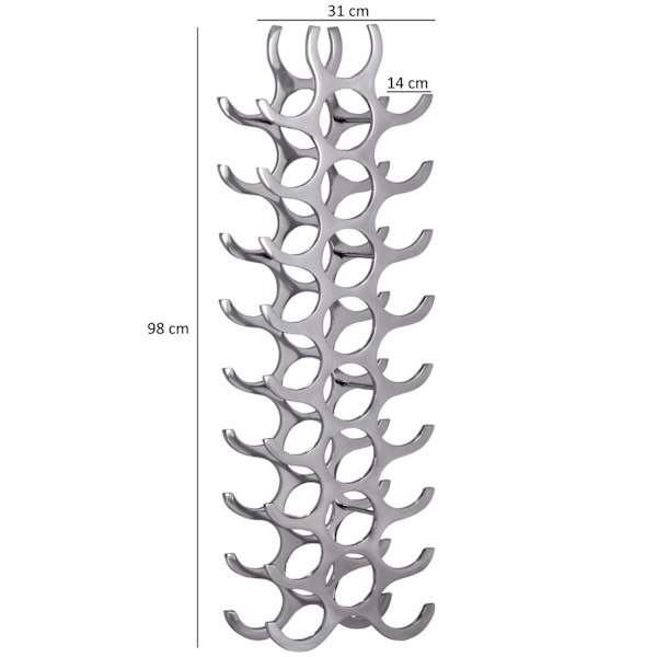 Rootz Design vinreol - flaskereol - vinreol til 27 flasker - aluminium - sølv