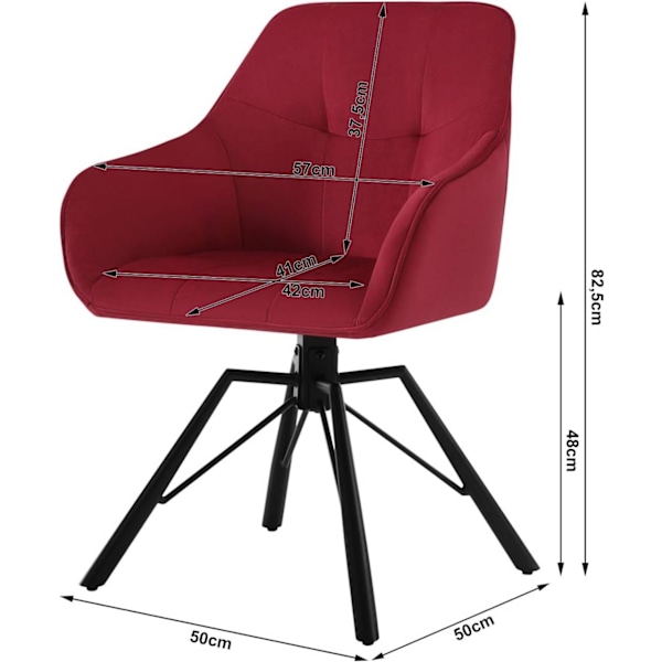 Rootz pyörivä ruokatuoli - Pyörivä tuoli - Velvet-toimistotuoli - Ergonominen muotoilu - Helppo koota - Kestävä - 58,5 cm x 82,5 cm x 54,5 cm