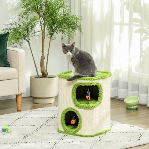 Rootz Scratching Barrel for Cats - Scratching Paradise - Sleeping Retreat - Sisal & Plush Comfort - 38cm x 38cm x 52cm