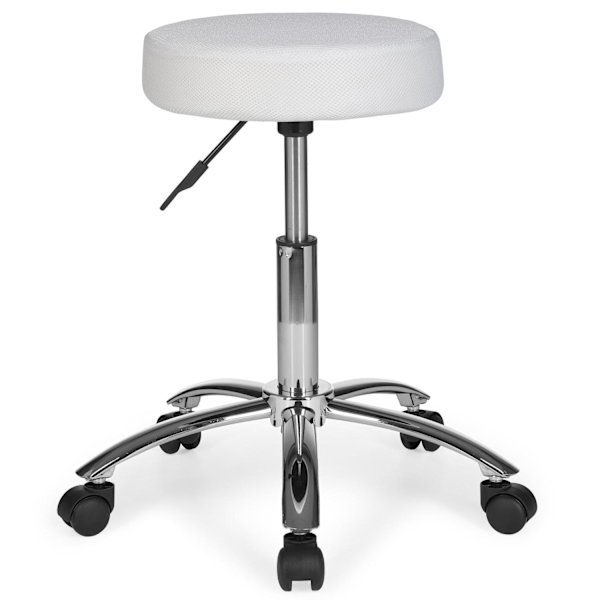 Rootz pall design arbetspall tyg överdrag vit ottoman med hjul Rullpall klädd utan ryggstöd XL