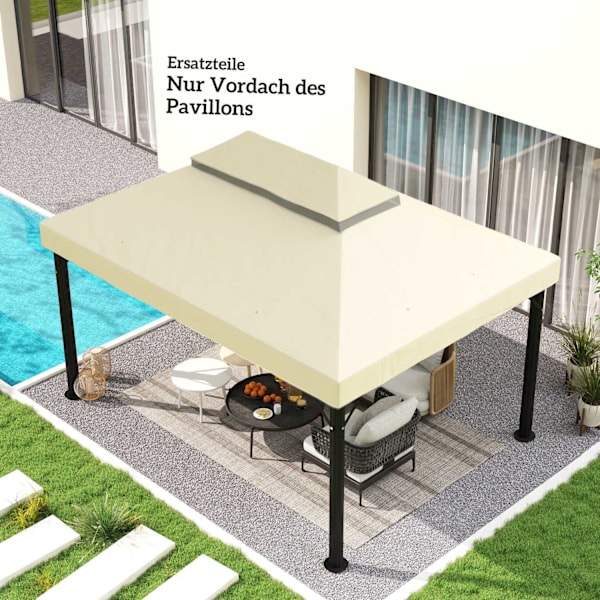 Rootz Gazebo Ersättningstak - Tarpaulin - Pavilion tak - Solskydd UPF30+ - 400 cm x 300 cm - vitt
