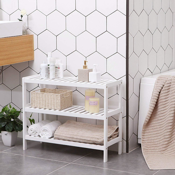 Rootz Bamboo 3-lags skostativ - Baderumsstativ - Opbevaringsstativ - Velegnet til 12 par sko - 70 x 26 x 55 cm