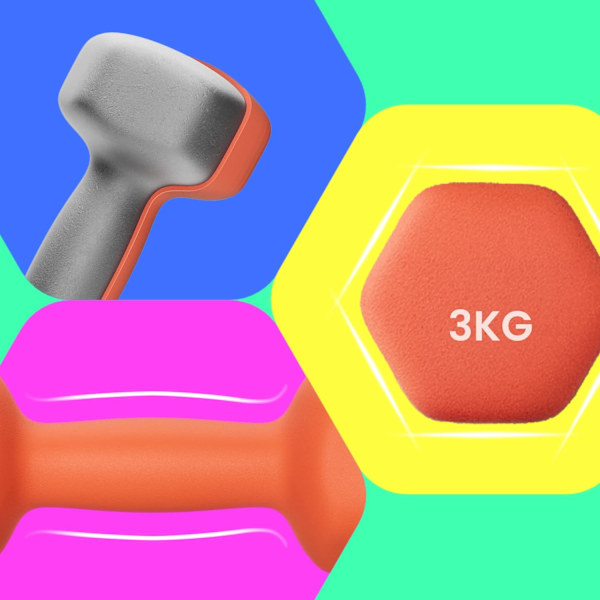 Rootz Dumbell Set - Free Wights - Träningsvikter - Hållbar neoprenbeläggning - 13,5 cm x 6,5 cm x 9 cm - Orange - 2 x 1 kg