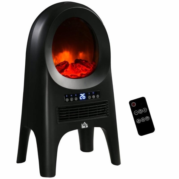 Rootz Space Heater - El-varmer - 3 tilstande - 10-49°c - Med fjernbetjening - Led Flames Fritstående - Sort - 33,7 x 25,5 x 60,4 cm