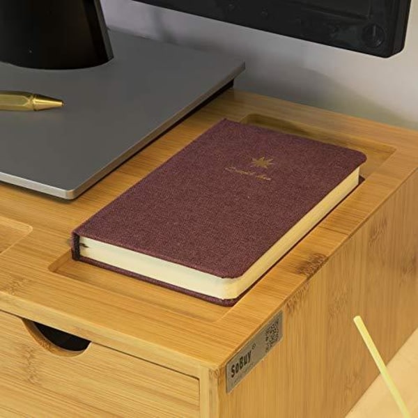 Rootz Bamboo Monitor Stand Computer Screen- Monitor Stand Monitor Riser Desk Organizer med 3 skuffer