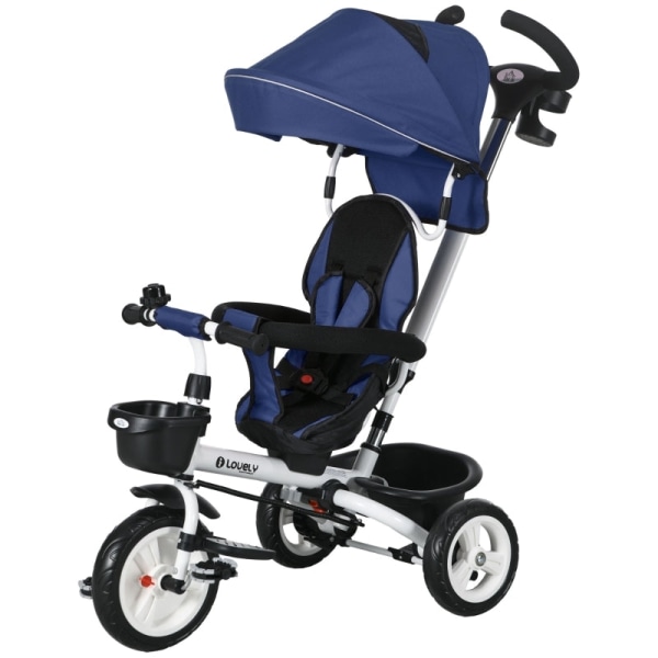 Rootz 6-i-1 trehjuling för barn - Trike för barn - Småbarnscykel - Push Bar - Solskydd - Reflexremsor - 112 cm x 50 cm x 104 cm - Mörkblå
