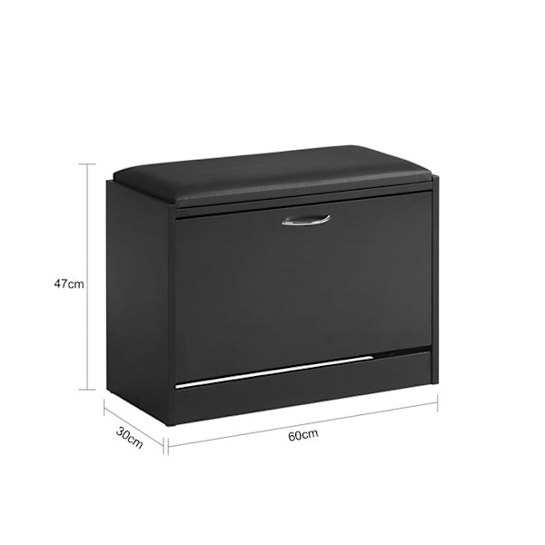 Rootz Skobänk med förvaring - Skokipper - Skoställ - Vadderad sits - Utrymmesbesparande - Säkert stativ - 60cm x 47cm x 30cm