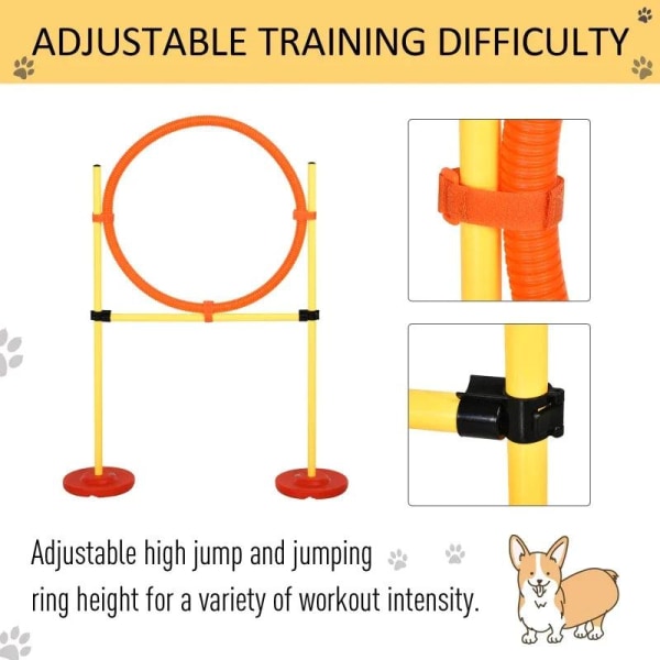 Rootz Dog Agility Set - 3-in-1 Pet Training Set - High Jump - Round Rods - Easy To Carry - Yellow