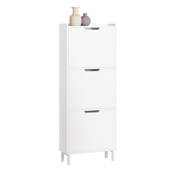 Rootz Shoe Tipper Cabinet - Skoförvaring - Skoorganisator - Utrymmesbesparande design - Mångsidig förvaring - Förbättrad stabilitet - Vit - 50cm x 129