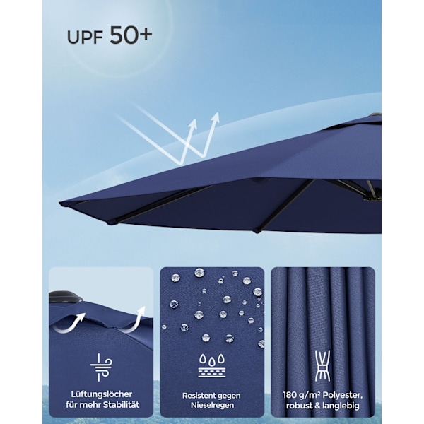 Rootz Double Sunshield Parasol - UV Protection Canopy - Udendørs solparaply - UPF 50+ - 460 cm x 270 cm - Holdbar metalramme