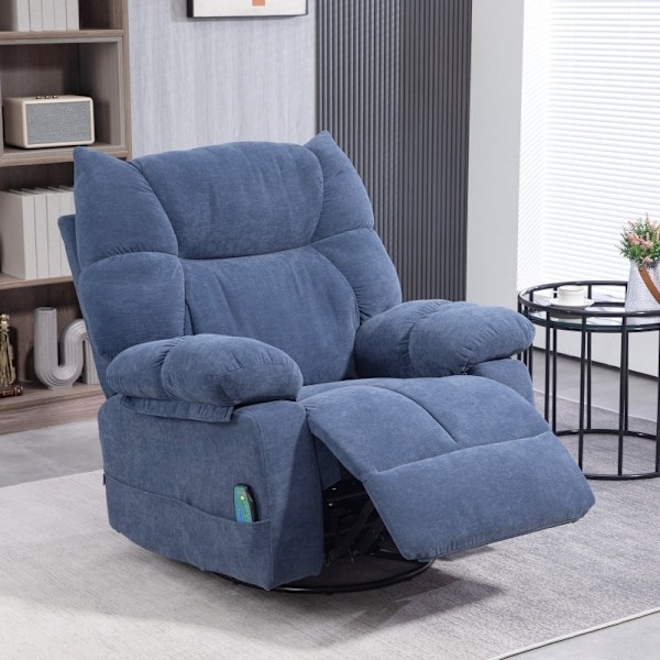 Rootz Massagestol - TV hvilestol - Chenille stof - Varmefunktion - 145° tilbagelænet - 98cm x 90cm x 98cm