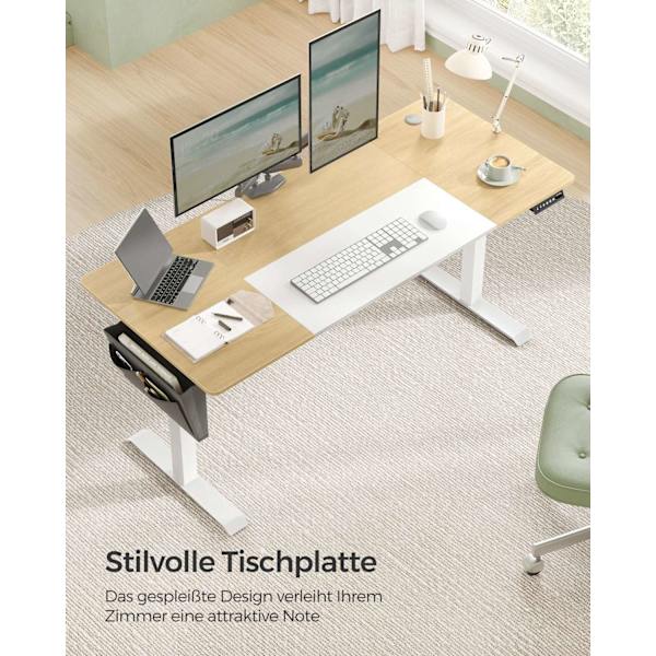 Rootz Elektriskt stående skrivbord - Justerbart skrivbord - Sit Stand Skrivbord - Spånskiva Stålstomme - Non-Woven Tyg - Pastell Yellow-Base White - 7