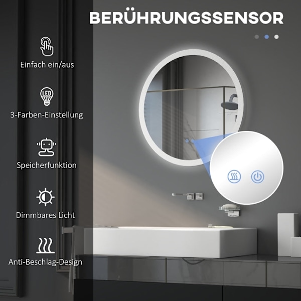 Rootz LED badrumsspegel - Väggmonterad sminkspegel - Justerbar ljusstyrka - Minnesfunktion - Immskydd - IP44 - 60cm x 3cm