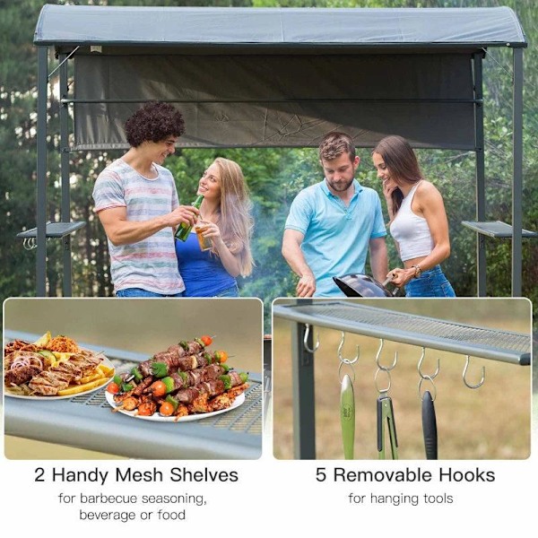 Rootz Grill Pavilion BBQ - Svart, Grå - Metall, Polyester - 85,82 cm x 54,33 cm x 85,04 cm
