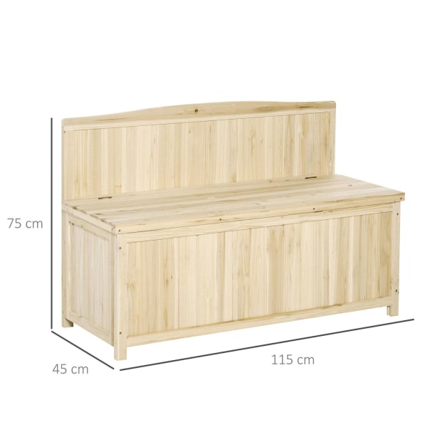 Rootz puutarhapenkki - Box Penkki - Säilytystila - 2-istuttava penkki - Luonnollinen - 115 x 45 x 75 cm