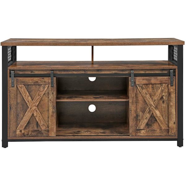Rootz tv-møbel - tv-skab - 2 skydedøre - op til 60 tommer - 135 x 40 x 76 cm - Justerbare hylder - Industriel - Brun - Sort